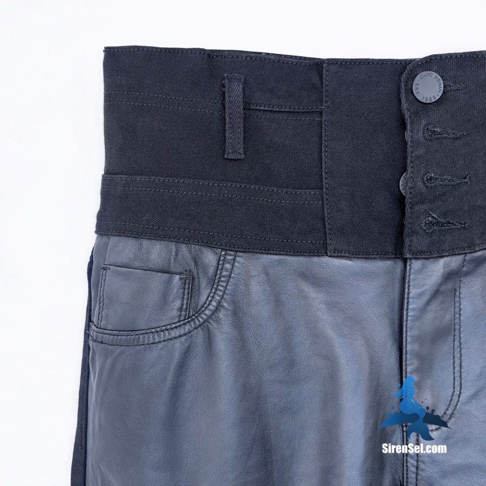 1225 NWT Chic Denim Skylar Corset Skinny Jeans Faux Leather Hybrid - 16S - Black - Picture 3 of 16